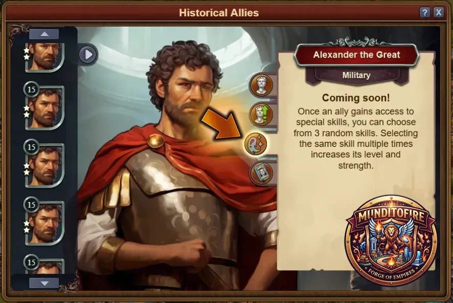 Aliados Históricos Pestaña de habilidades