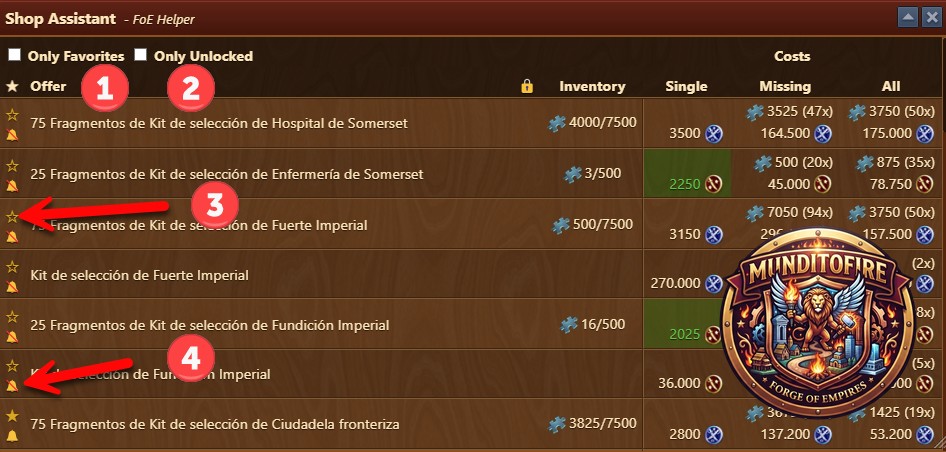 Foe Helper Asistente para las Tiendas Ventana